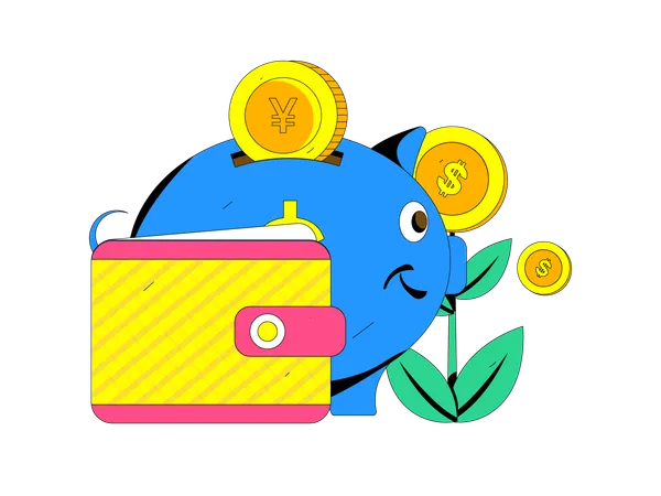Piggy bank and wallet  Illustration
