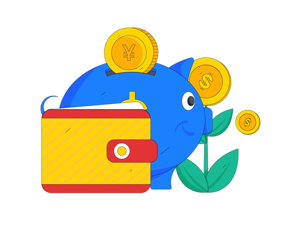 Piggy bank and wallet  Illustration