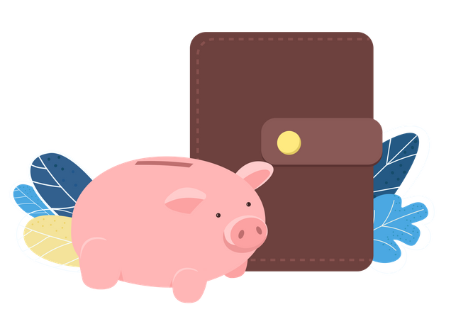 Piggy Bank And Wallet  Illustration