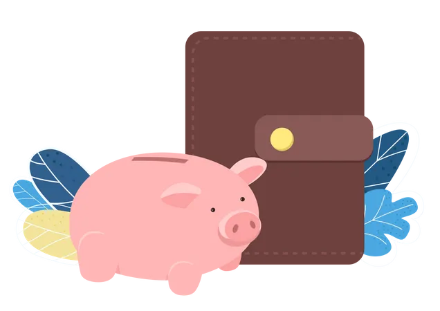 Piggy Bank And Wallet  Illustration