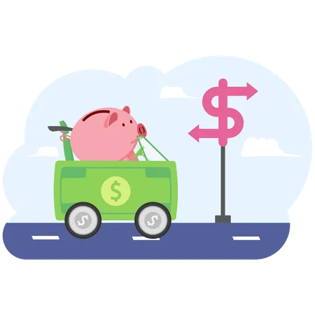 Piggy bank business success way to money  Illustration