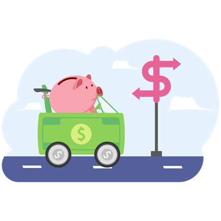 Piggy bank business success way to money  Illustration