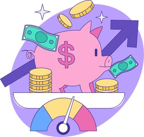 Piggy bank investment analysis  Illustration