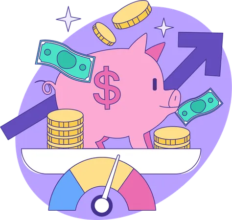 Piggy bank investment analysis  Illustration