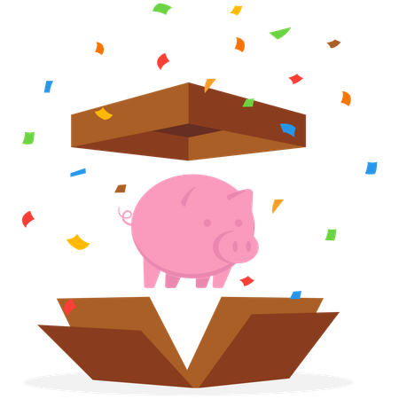Piggy Bank outside the box  Illustration