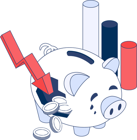 Piggy crisis and money loss  Illustration