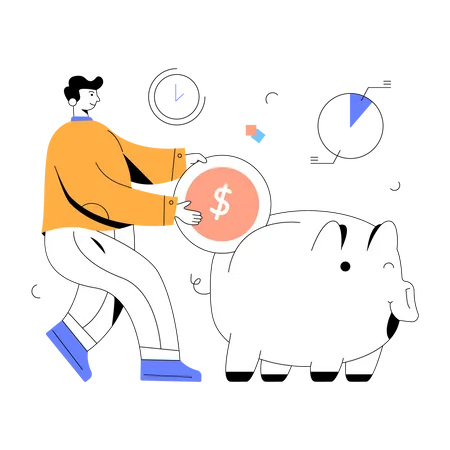 A Character Based Flat Illustration Of Piggy Savings Illustration