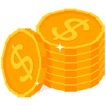 Pile de pièces d'or avec le signe dollar  Illustration
