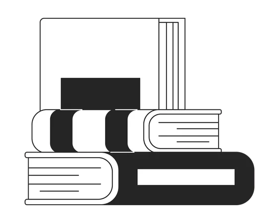 Pile Of Books Flat Monochrome Isolated Vector Object Education Encyclopedia And Dictionary Editable Black And White Line Art Drawing Simple Outline Spot Illustration For Web Graphic Design Illustration