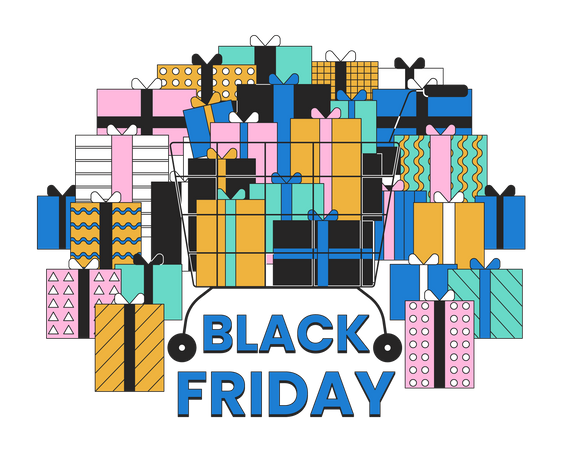 Pile of gifts on black friday  Illustration