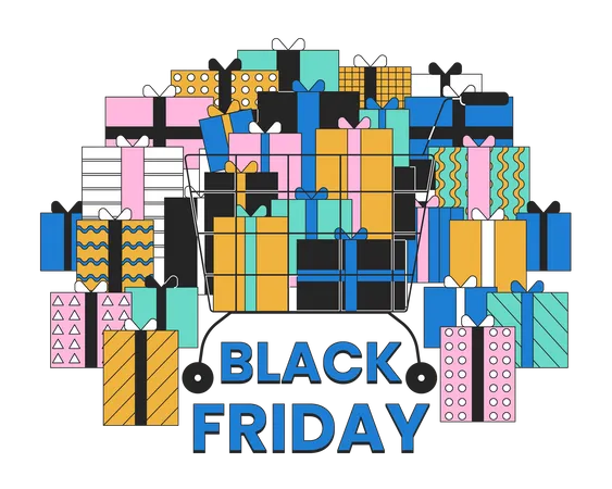 Pile of gifts on black friday  Illustration