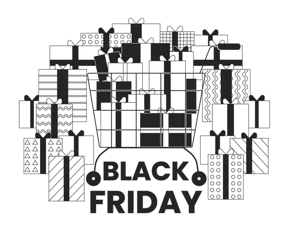 Pile of gifts on black friday  Illustration