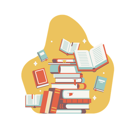 Pile of Library Books  Illustration