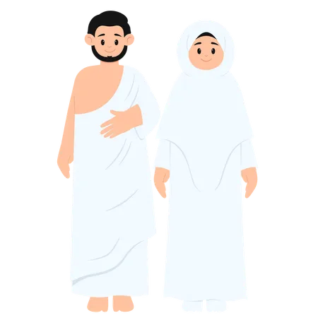 Pilgrims Couple Hajj  Illustration