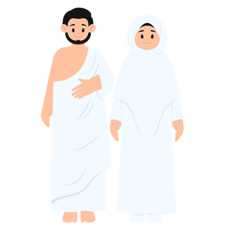 Pilgrims Couple Hajj  Illustration