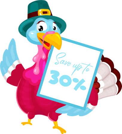 Pilgrims turkey with discount  Illustration