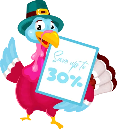 Pilgrims turkey with discount  Illustration