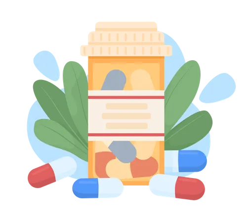 Pills Flat Concept Vector Illustration Drugs And Vitamins Taking Medications Editable 2 D Cartoon Objects On White For Web Design Pharmacy Treatment Creative Idea For Website Mobile Presentation Illustration