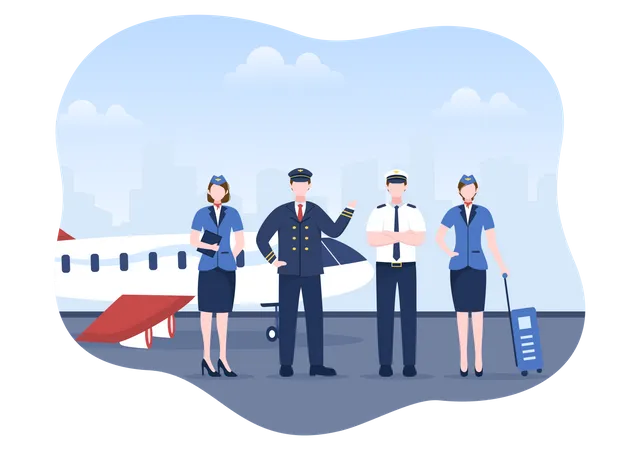 Pilot and Air Hostess  Illustration