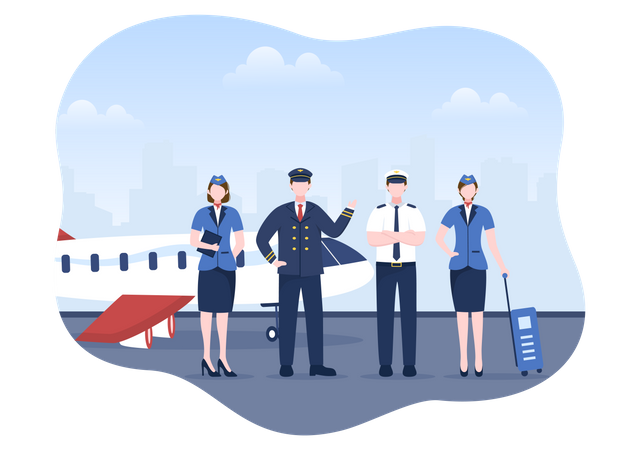 Pilot and Air Hostess  Illustration