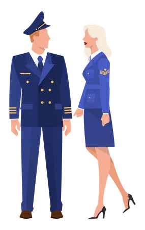 Pilot and stewardess in uniform Illustration