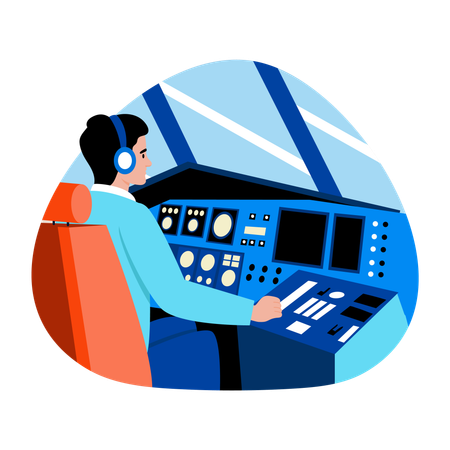 Pilot doing aircraft control  Illustration