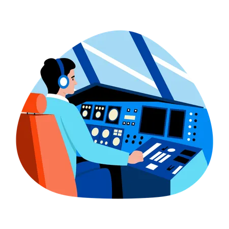 Pilot doing aircraft control  Illustration
