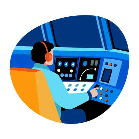 Pilot doing flight control  Illustration