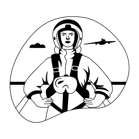 Pilot fliegt Kampfflugzeug  Illustration