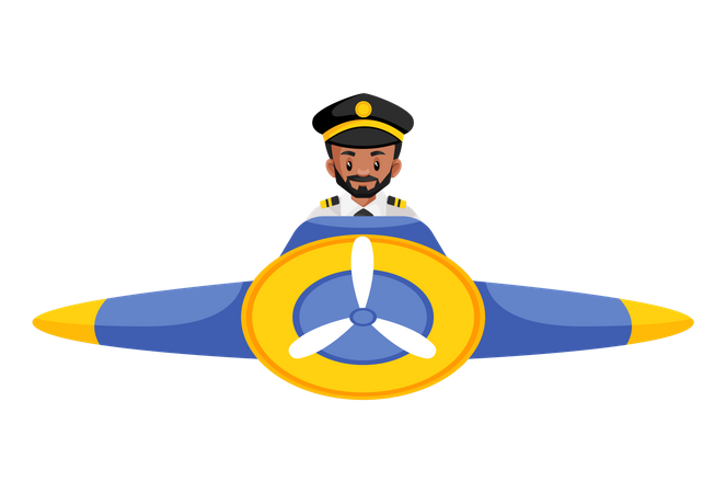 Pilot, der ein Flugzeug fliegt  Illustration