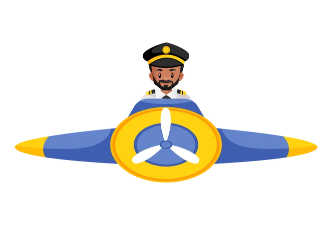 Pilot, der ein Flugzeug fliegt  Illustration