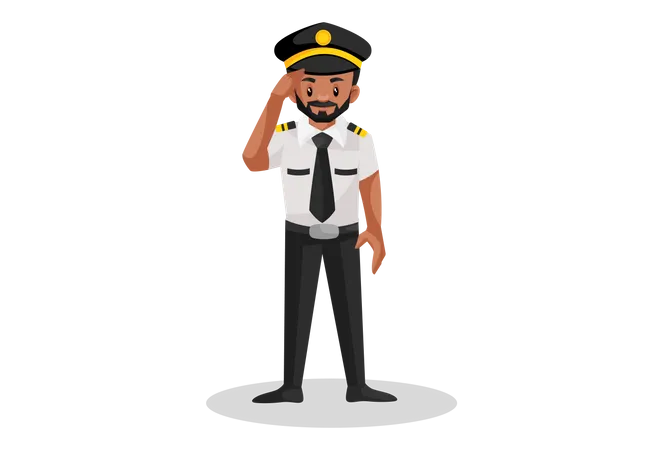 Pilot giving the salute  イラスト