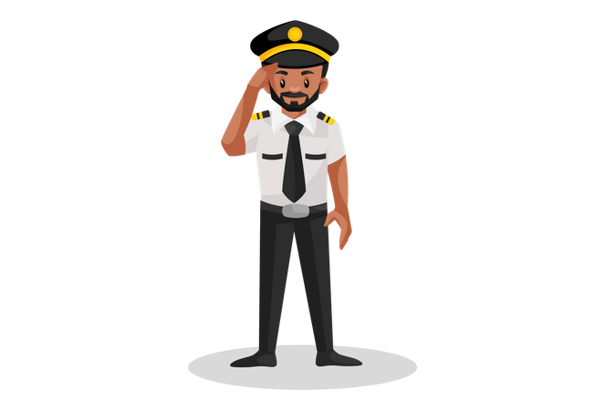 Pilot giving the salute  Illustration