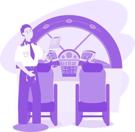 Pilot In Cockpit  Illustration