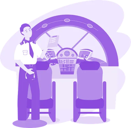 Pilot In Cockpit  Illustration