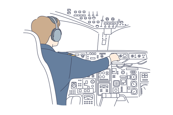 Pilot is flying airplane  Illustration