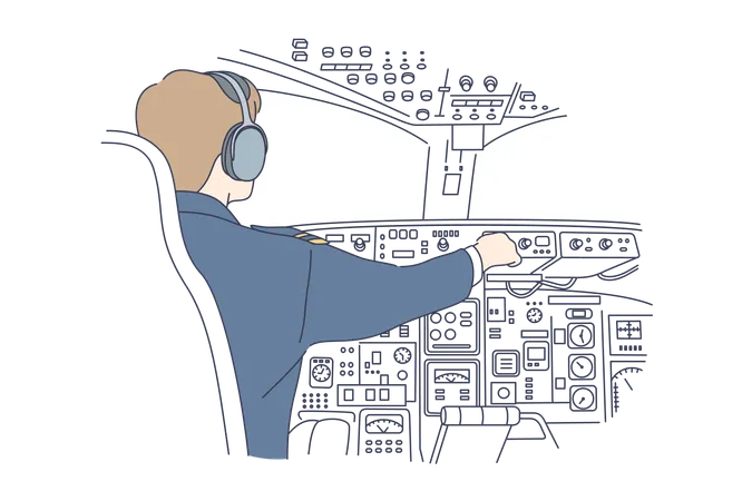 Pilot is flying airplane  Illustration
