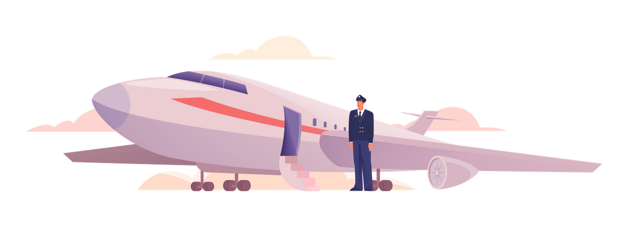 Pilot ready for flight  イラスト