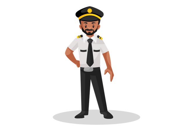 Pilot standing and one hand on the waist Illustration