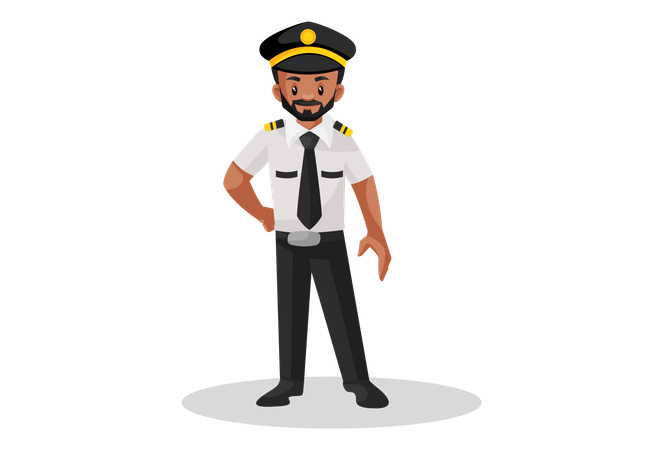 Pilot standing and one hand on the waist  Illustration