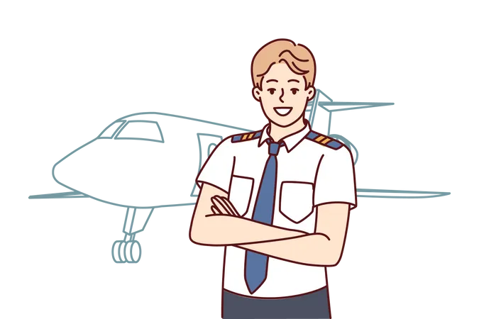 Pilot standing confidently  Illustration