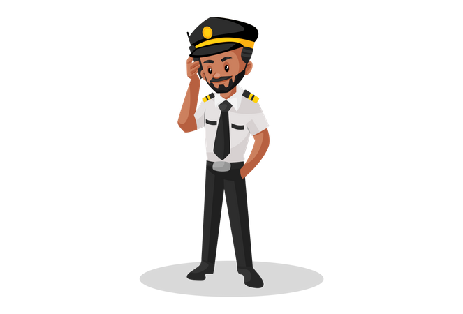 Pilot talking on the phone  Illustration