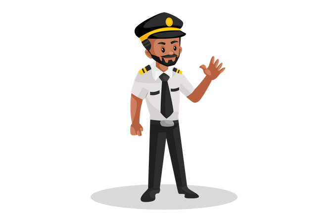 Pilot waving hand  Illustration