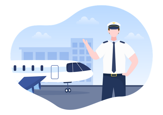 Pilot with plane Illustration