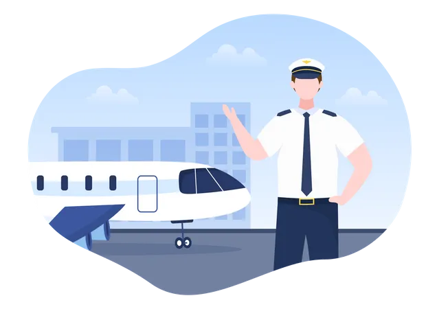 Pilot with plane Illustration