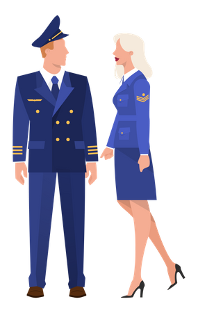 Pilote et hôtesse de l'air en uniforme  Illustration