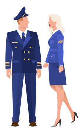 Pilote et hôtesse de l'air en uniforme  Illustration