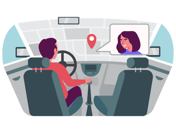 Pilote utilisant la technologie HUD pour naviguer avec le GPS et discuter avec l'équipage.  Illustration