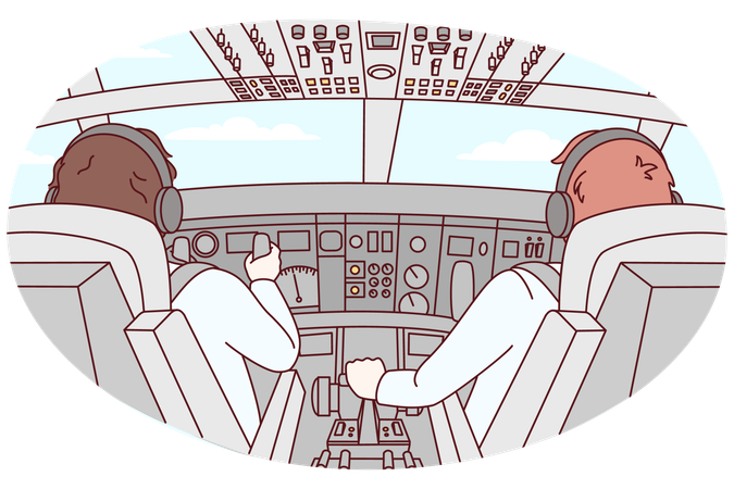 Piloten in der Flugzeugkabine  Illustration