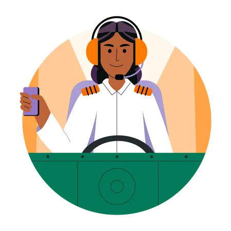 Piloto de avião feminino  Ilustração